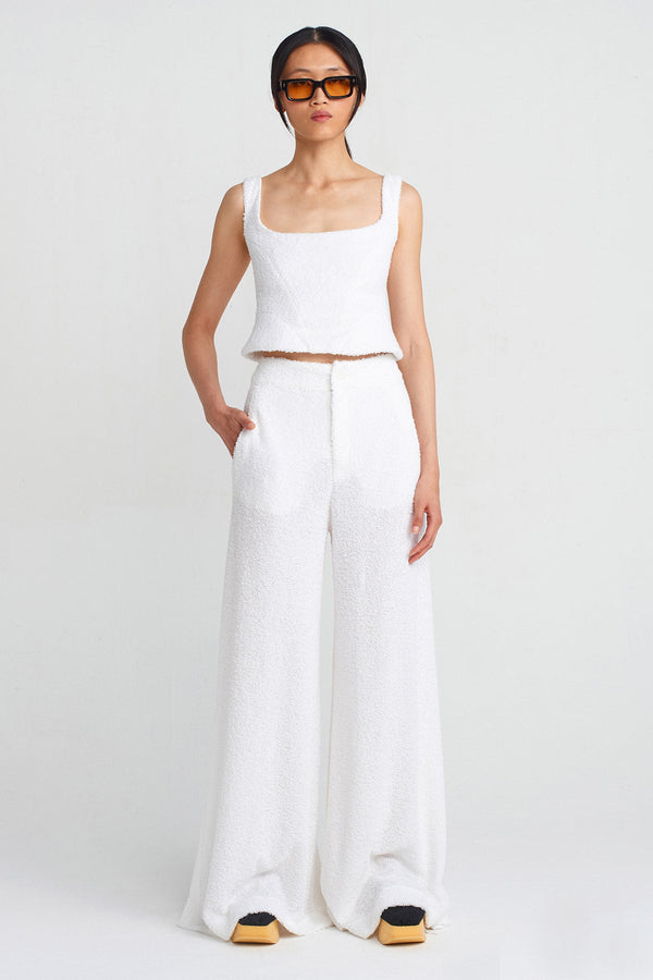 NU Towel Fabric Bustier Blouse Off White