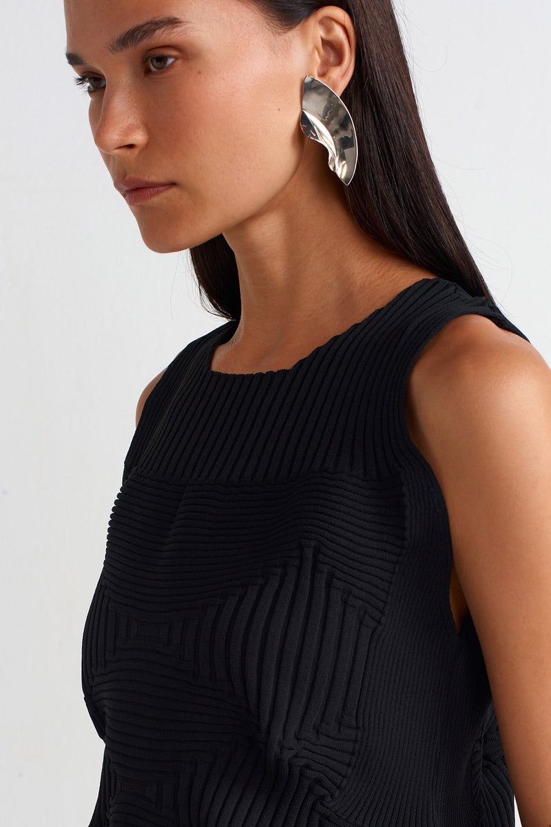 NU Origami Knitted Blouse Black