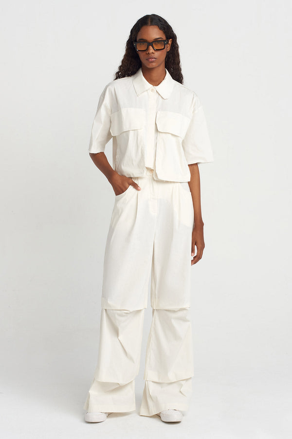 NU Crop Poplin Shirt Ecru