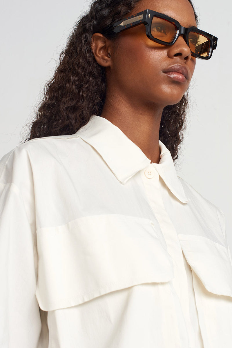 NU Crop Poplin Shirt Ecru