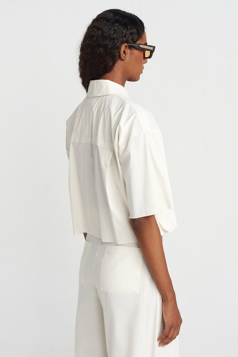 NU Crop Poplin Shirt Ecru