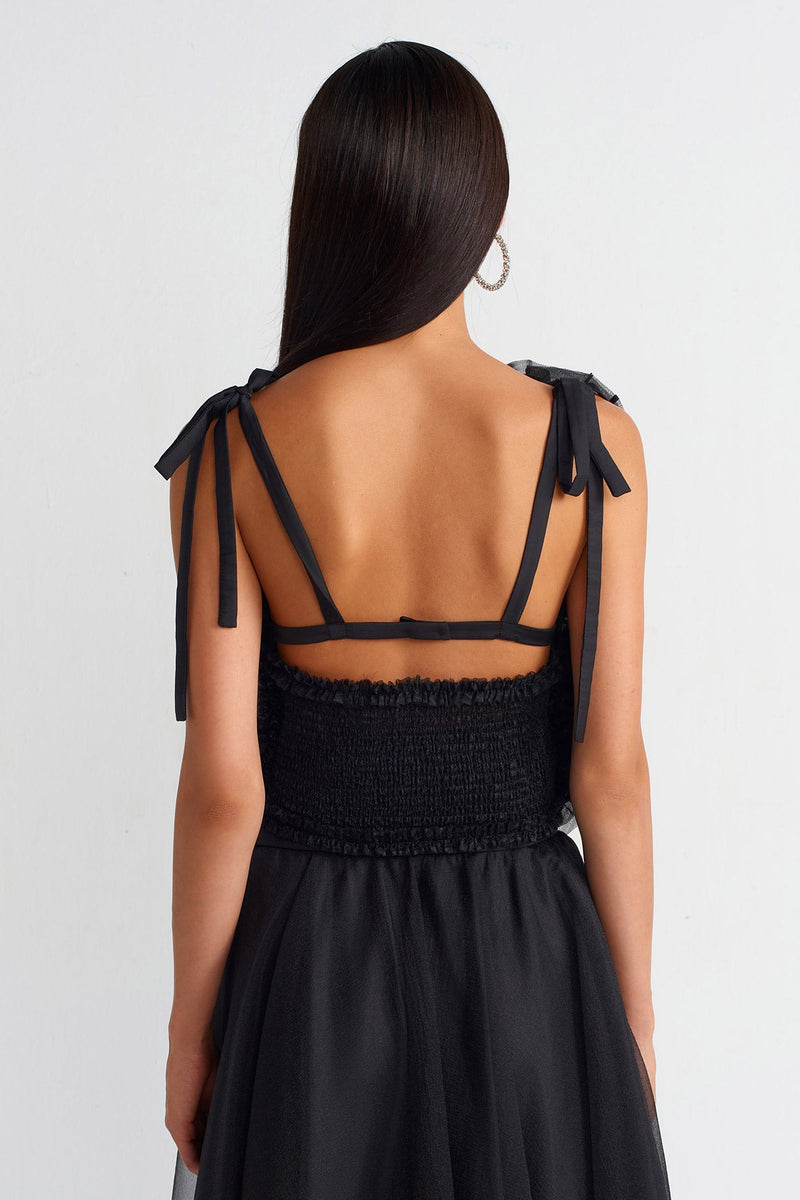NU Embroidered Organza Bustier Black