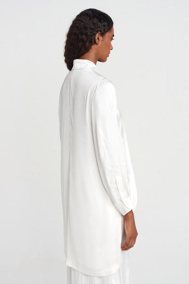 NU Pocket Satin Shirt Off White