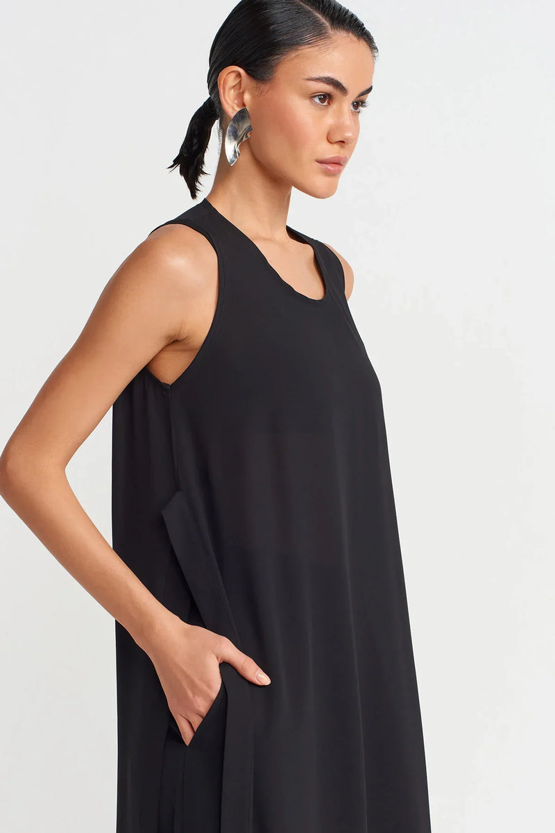 NU Side Slit Tunic Blouse Black