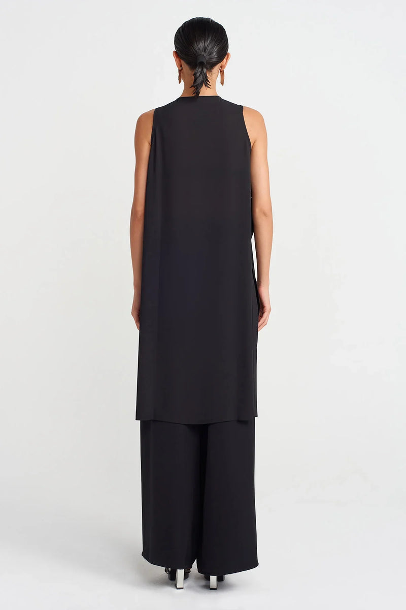 NU Side Slit Tunic Blouse Black
