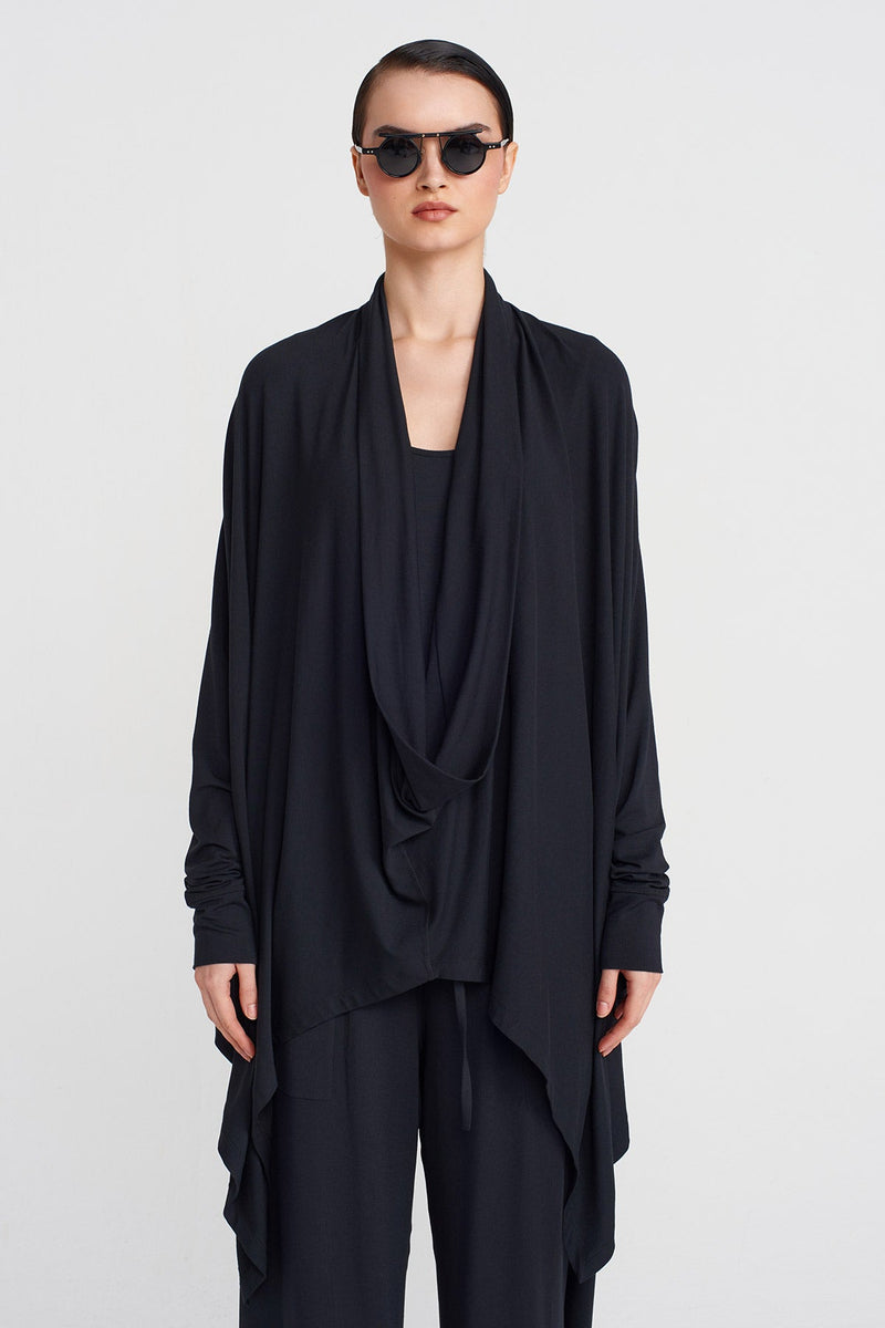NU Scarf Collar Blouse Black