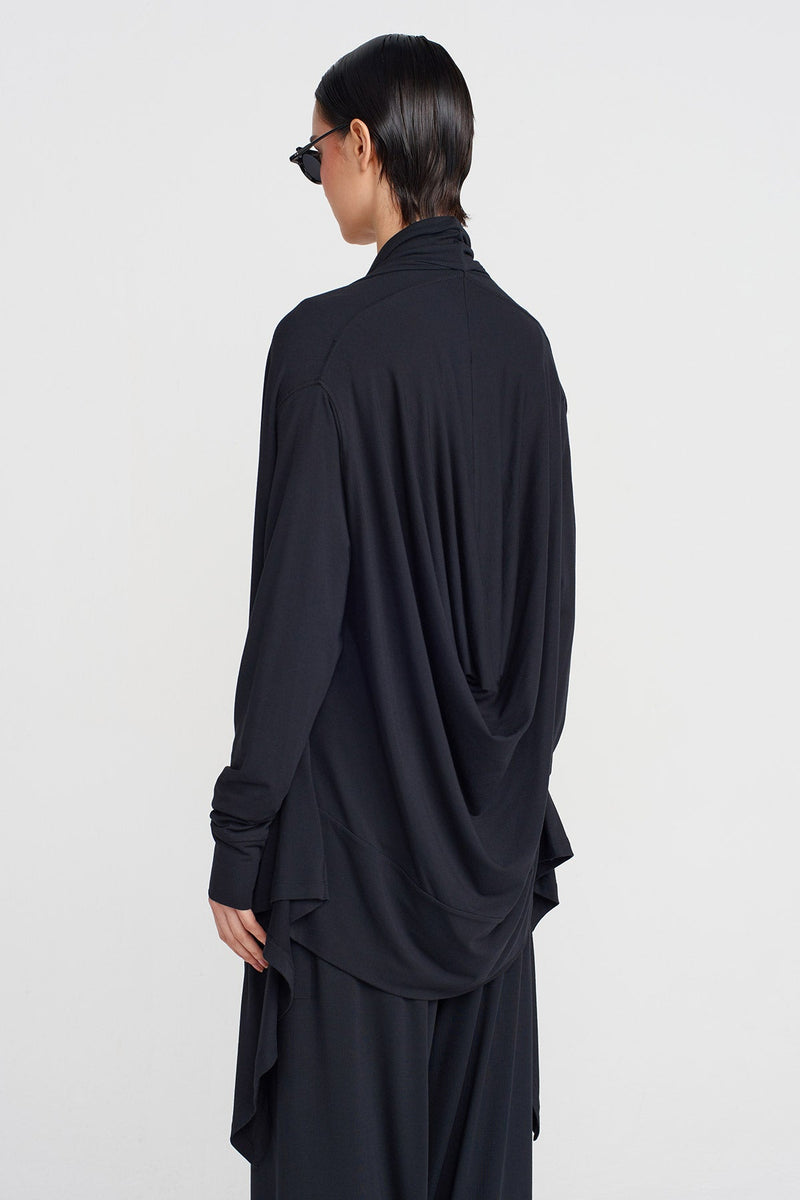 NU Scarf Collar Blouse Black