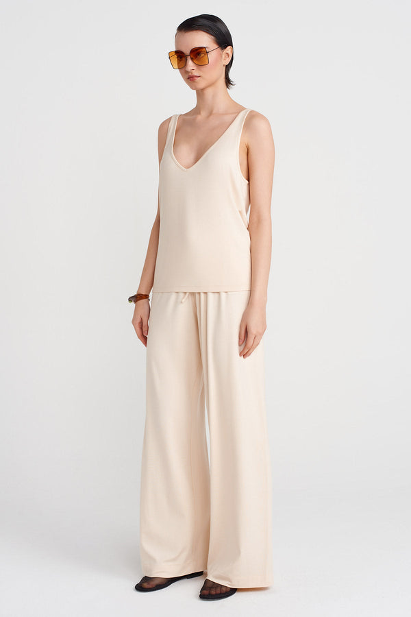 NU V-Neck Strap Top Natural