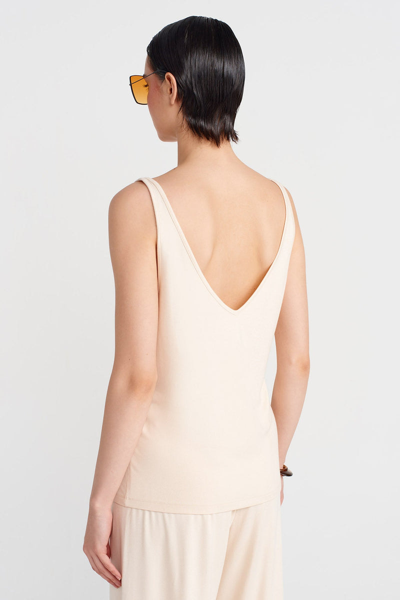 NU V-Neck Strap Top Natural