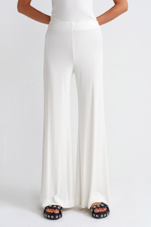 NU Ribbed Trousers Off White