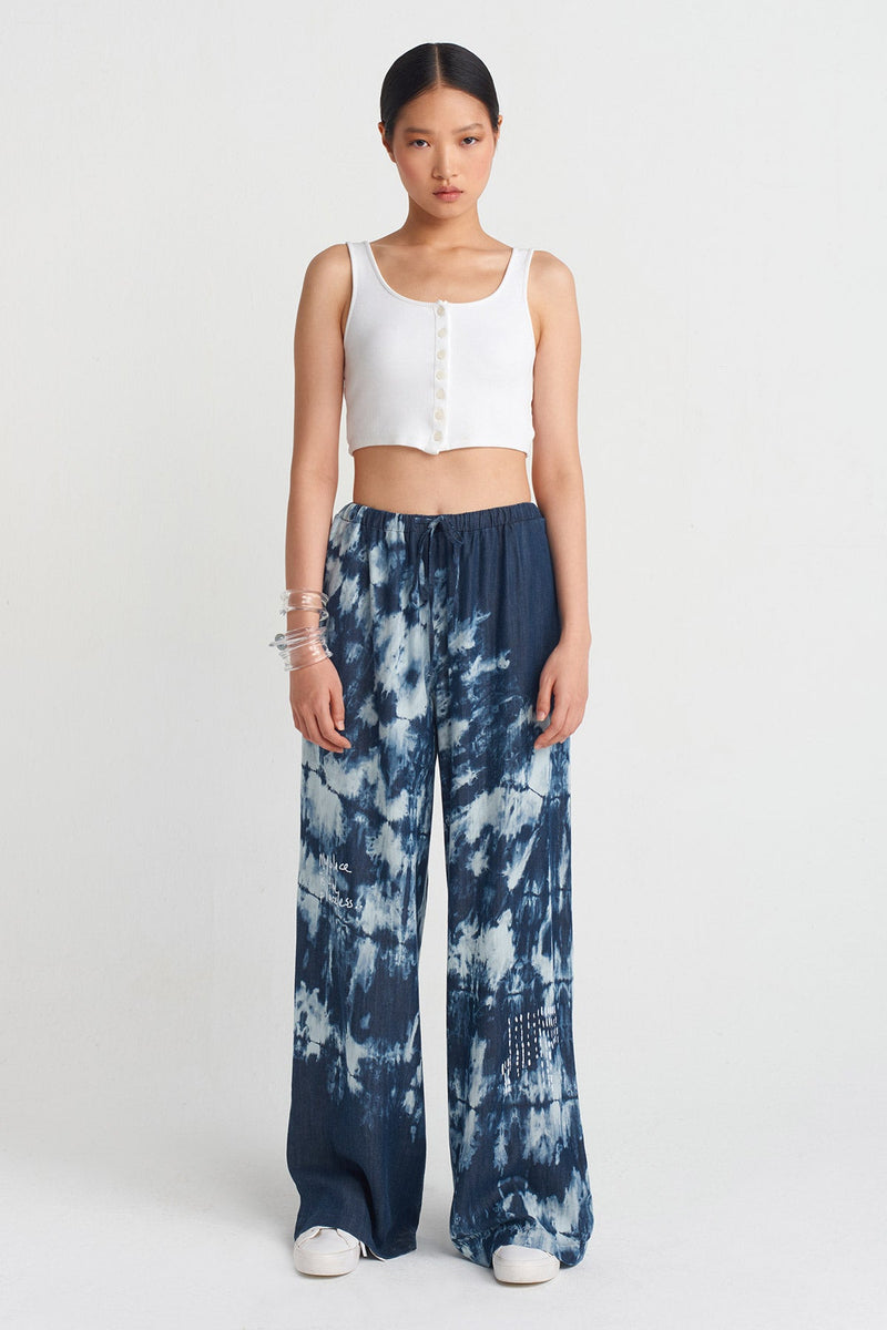 NU Embroidered Batik Pants Marine Blue