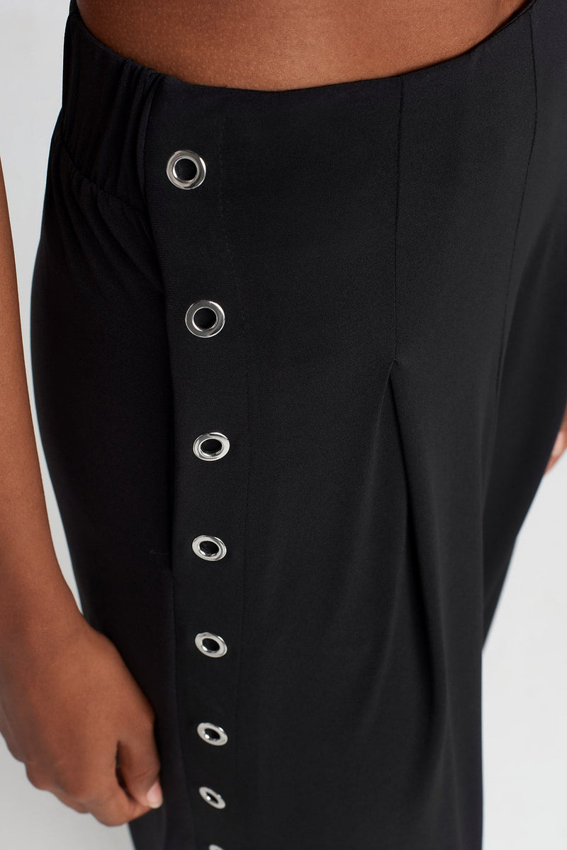 NU Eyelet Jersey Harem Pants Black