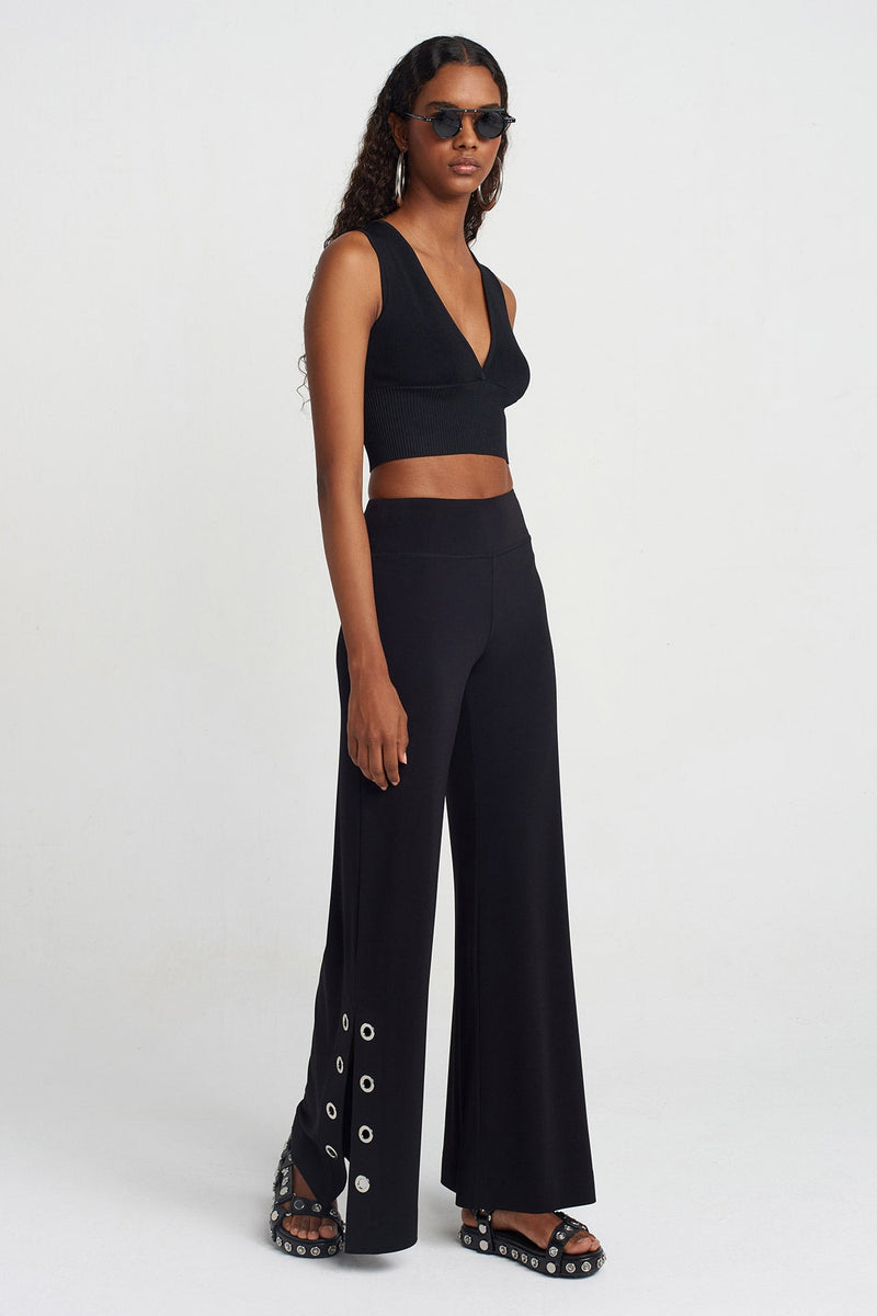 NU Eyelet Jersey Pants Black