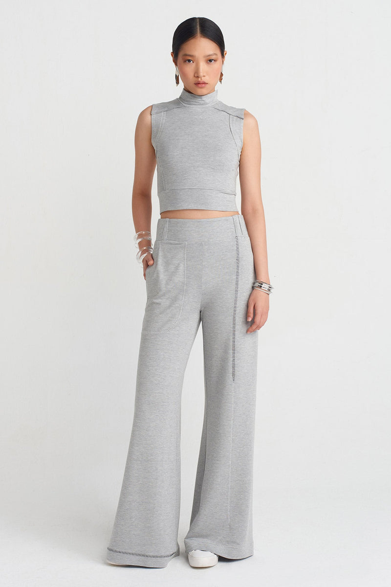 NU Stitch Detail Cozy Pants Grey Melange