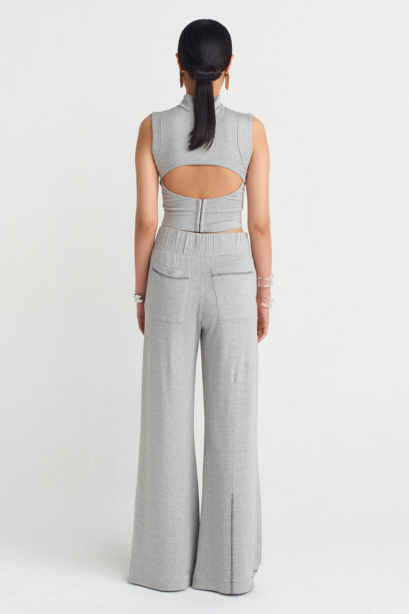 NU Stitch Detail Cozy Pants Grey Melange