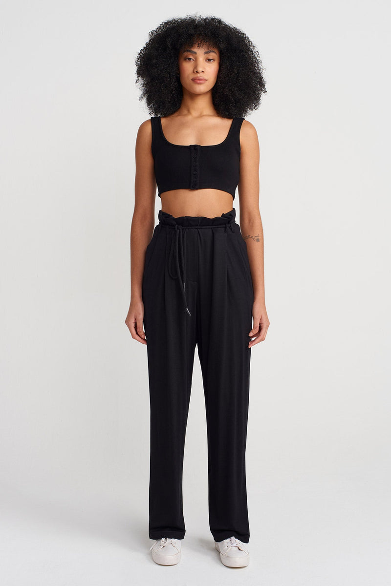 NU Flowing Fabric Wide-Leg Trousers Black