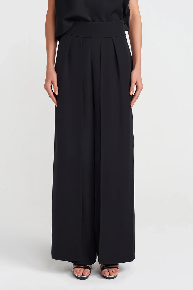 NU Front Slit Wide Leg Trousers Black
