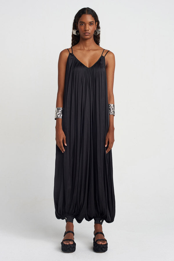 NU Thin Strap Satin Jumpsuit Black