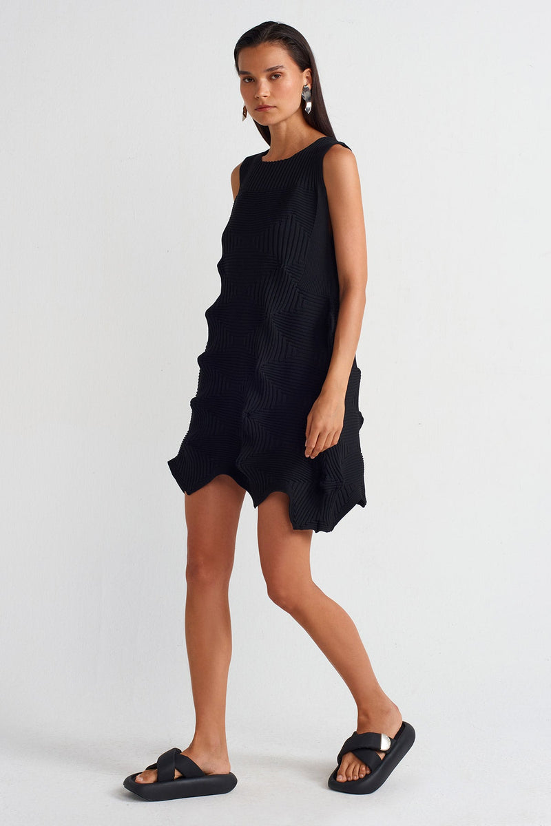 NU Origami Knitwear Short Dress Black