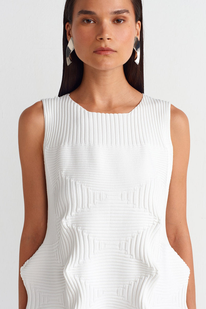 NU Origami Knitwear Short Dress Off White
