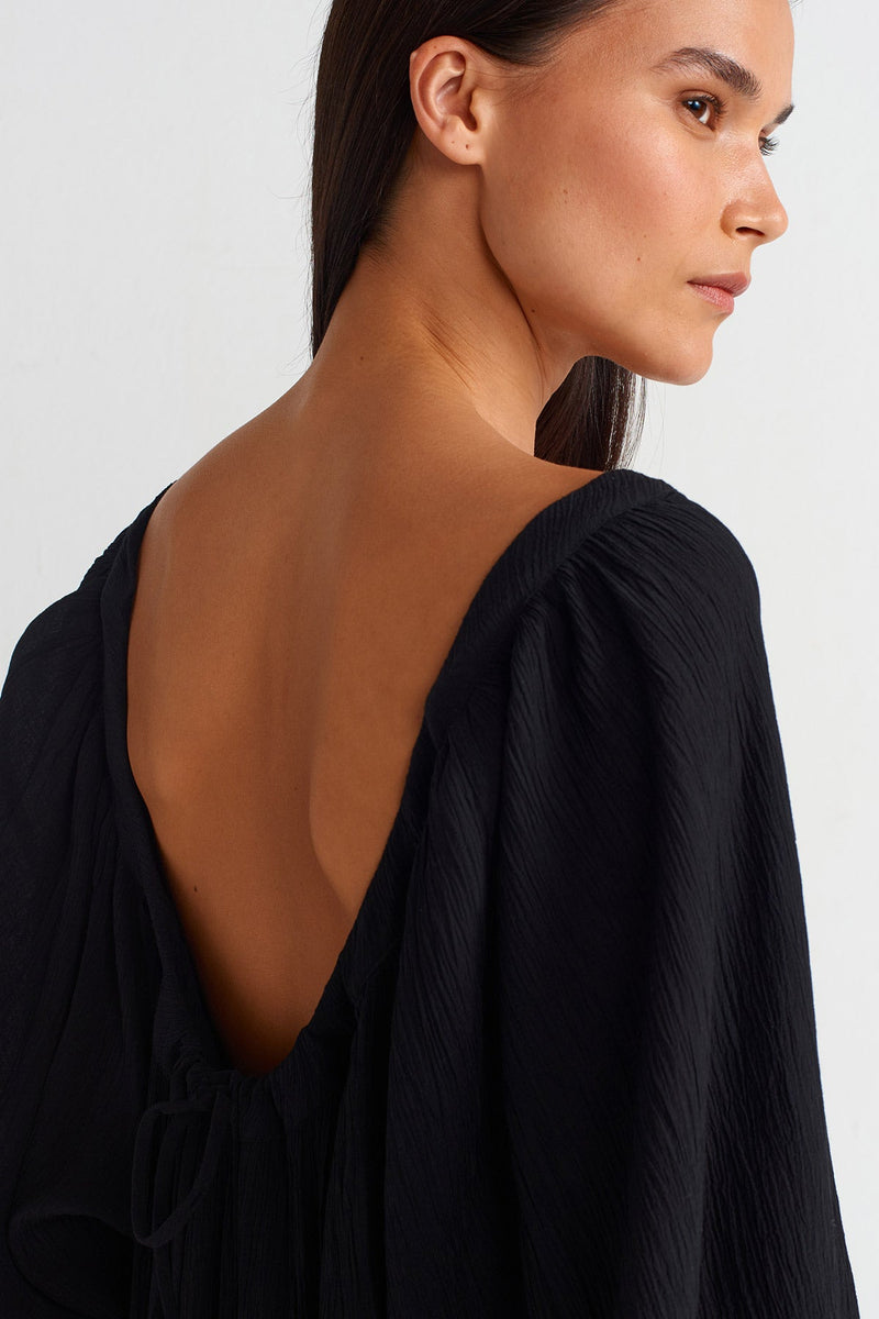 NU Crinkled Elegant Dress Black