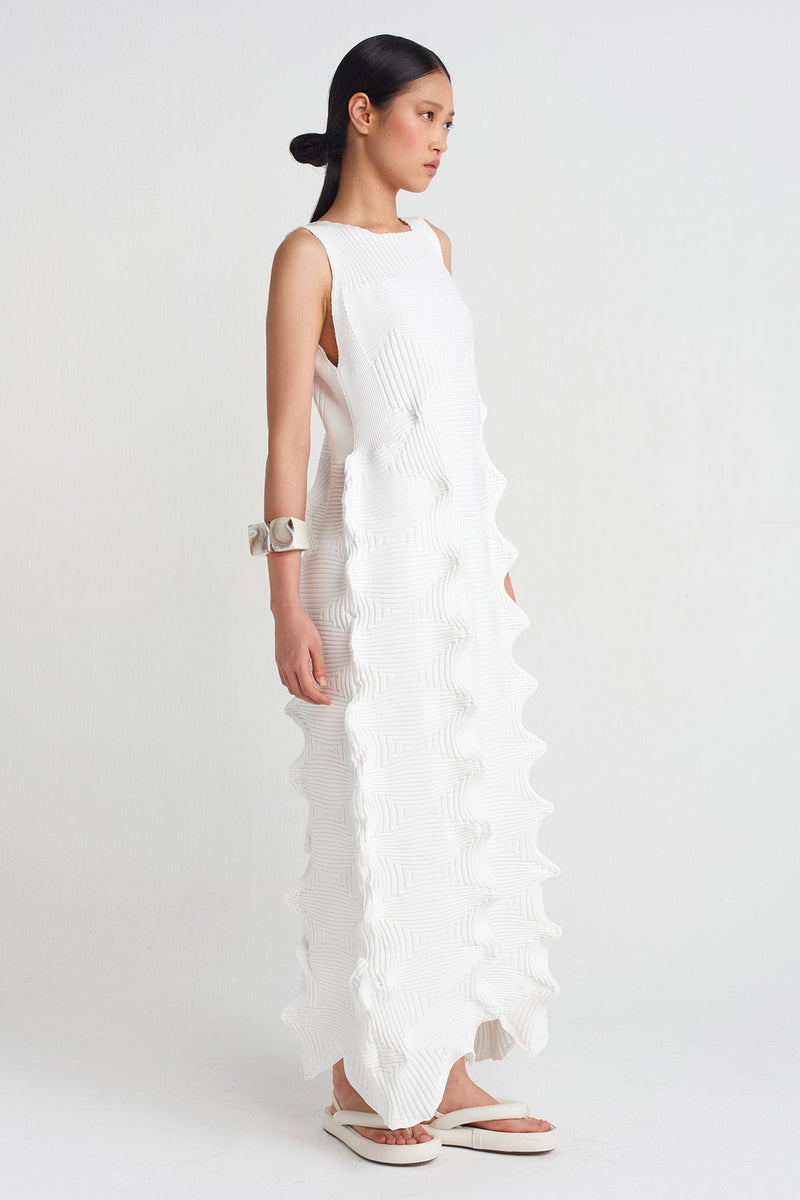 NU Origami Knit Maxi Dress Off White