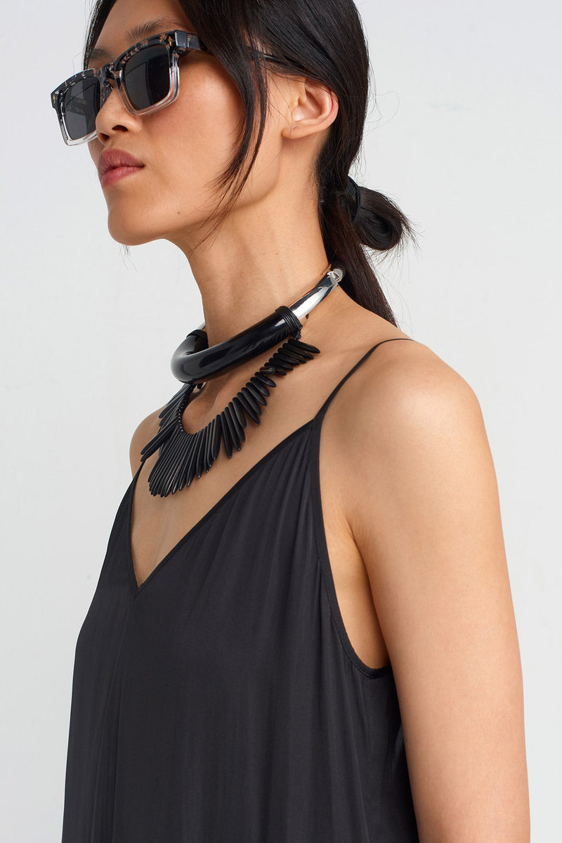 NU Slim Strap Satin Jumpsuit Black