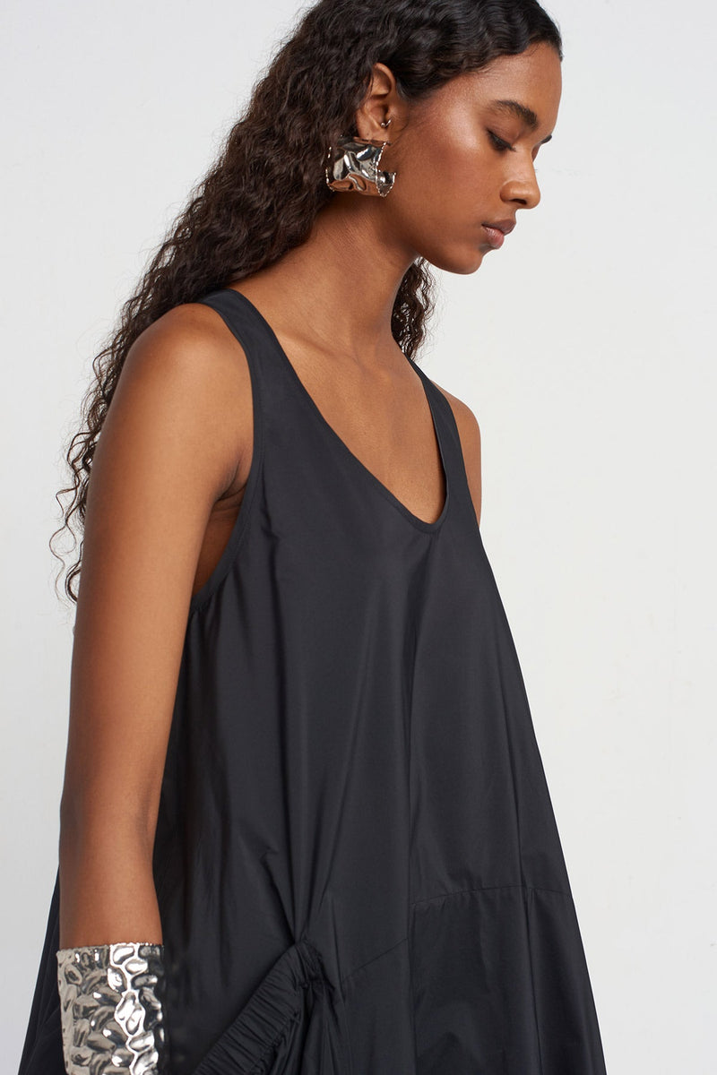 NU Oversized Pocket Taffeta Dress Black