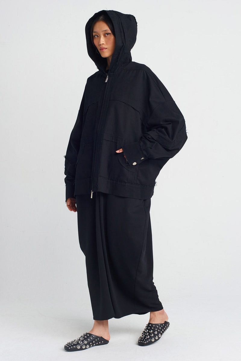 NU Distressed Stitch Denim Jacket Black