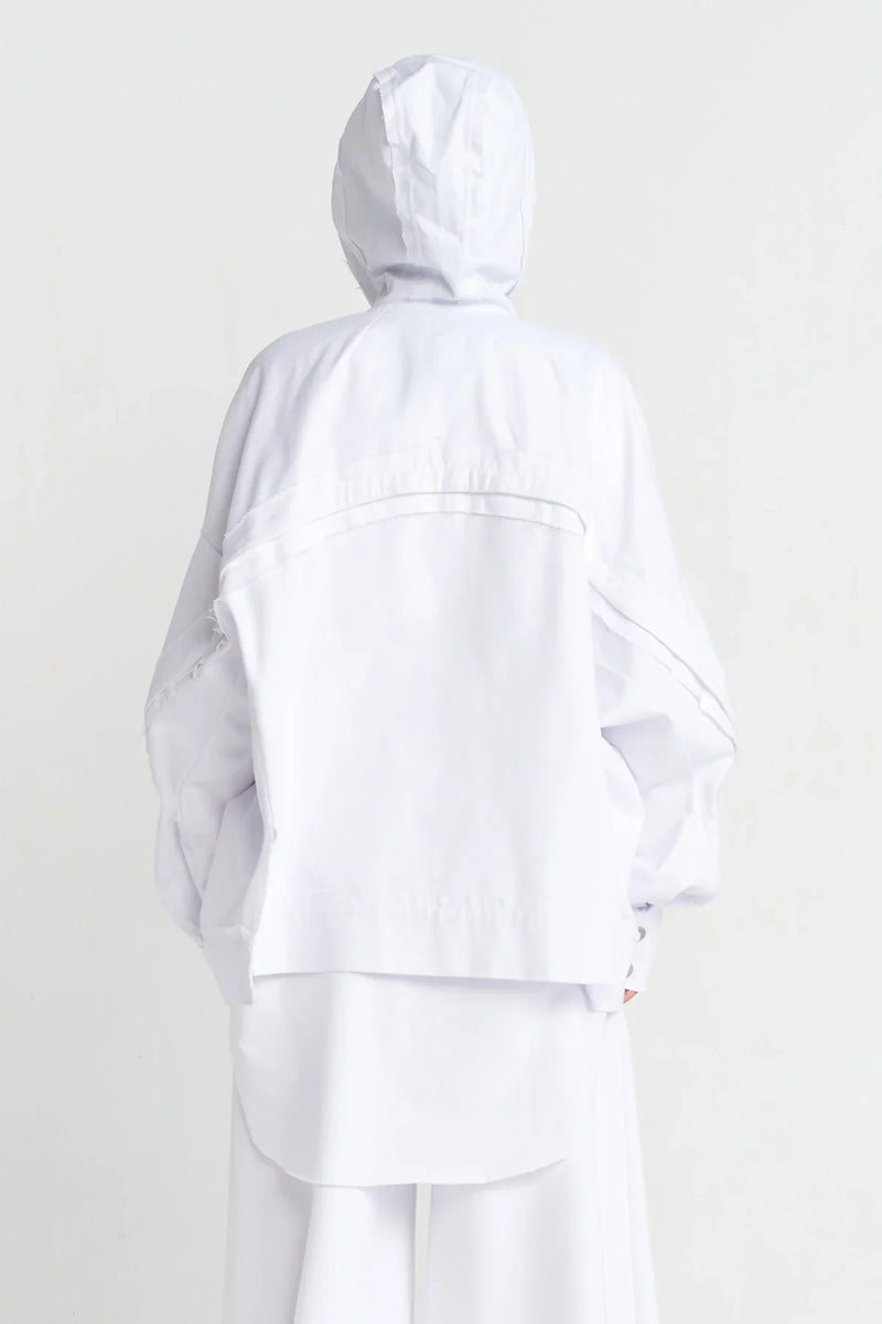 NU Distressed Stitch Denim Jacket Off White