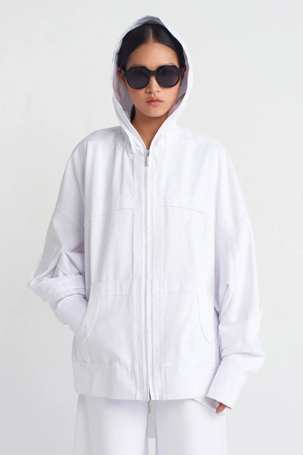 NU Distressed Stitch Denim Jacket Off White