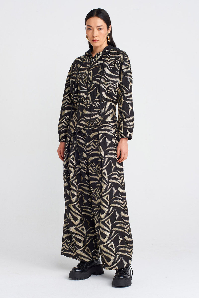 NU Gold Embroidered Short Jacket Black