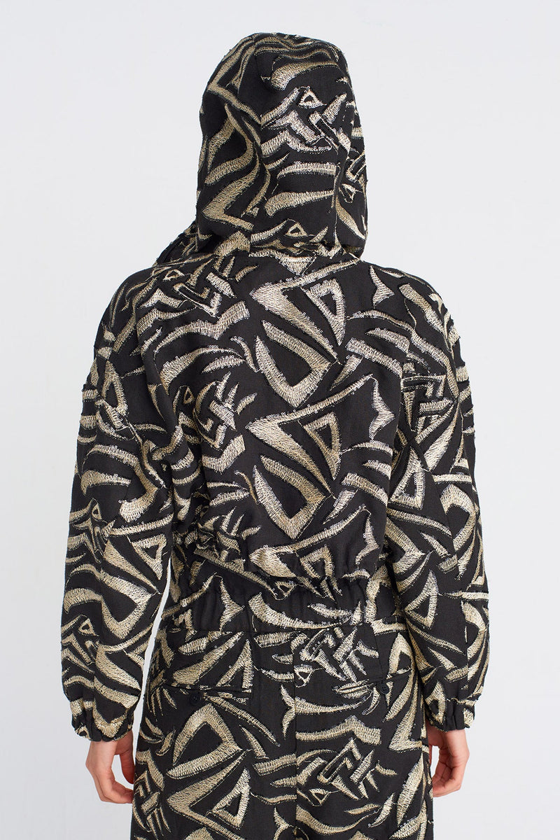 NU Gold Embroidered Short Jacket Black