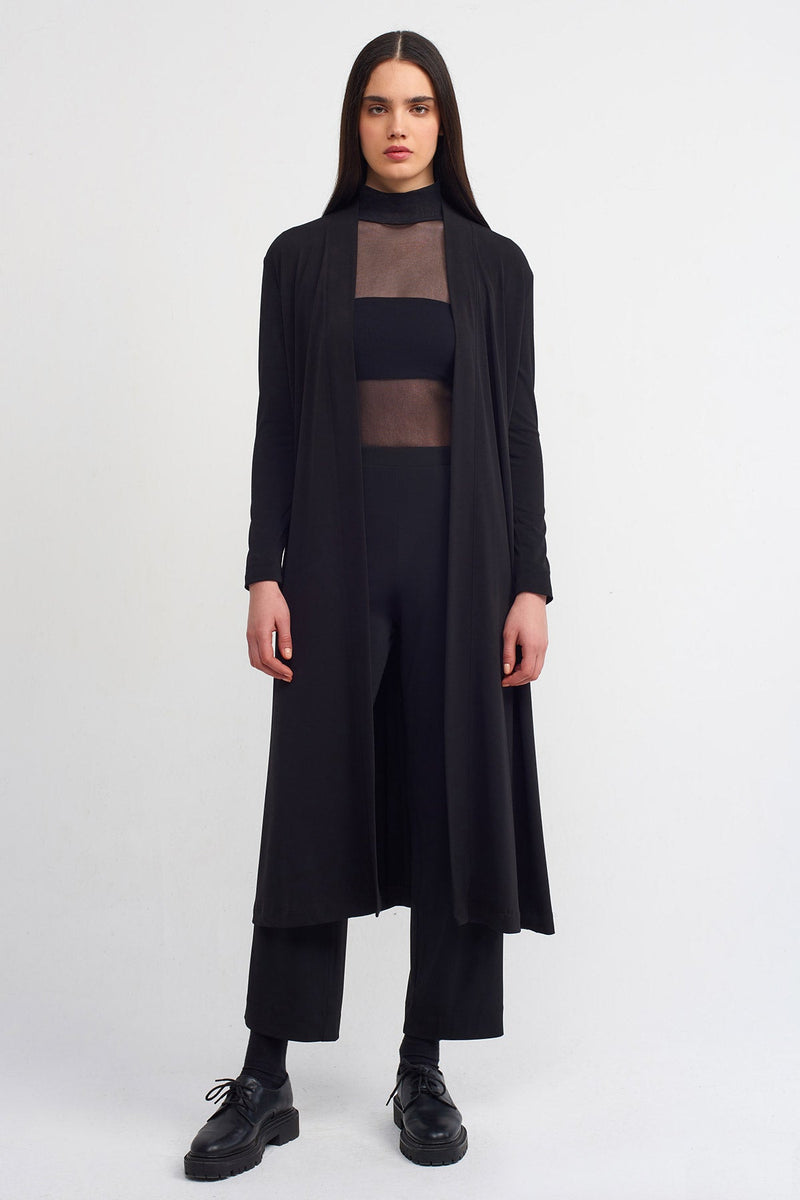 Nu Long Jersey Cardigan Black