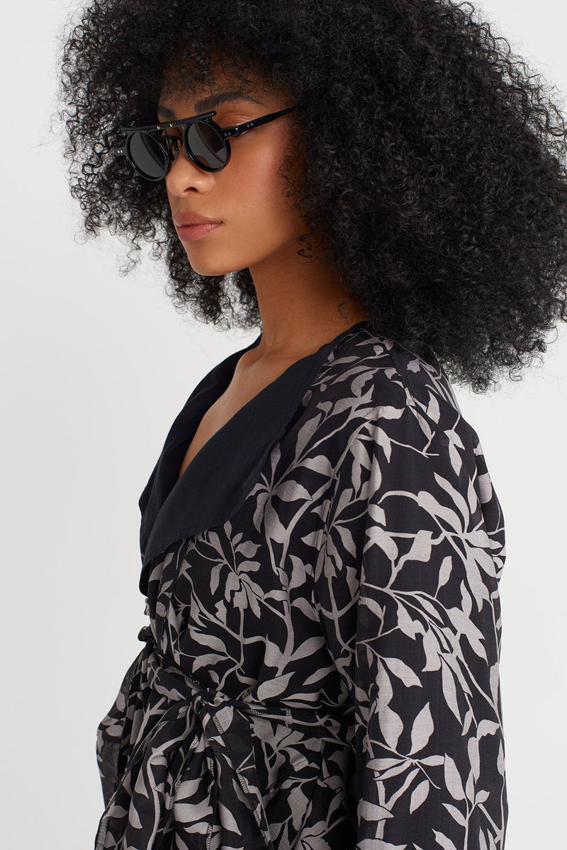 NU Floral Voile Kimono Black