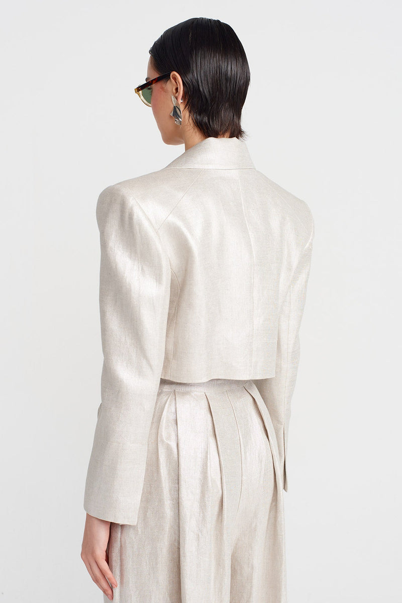 NU Cropped Blazer Coated Jacket Silver