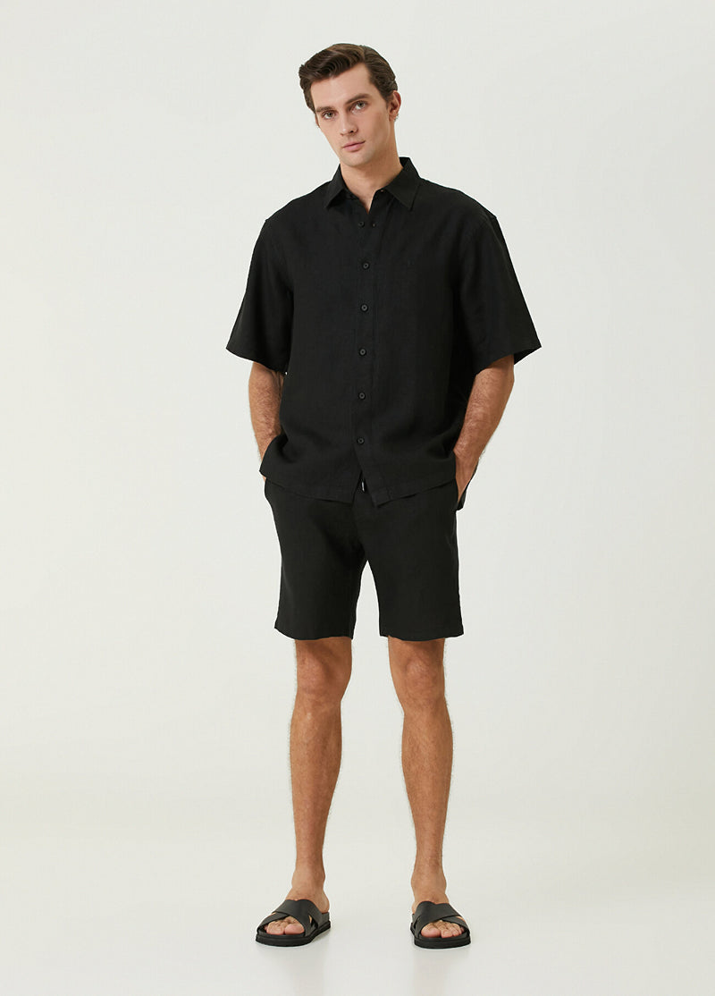 Beymen Club Waist Cord Linen Shorts Black