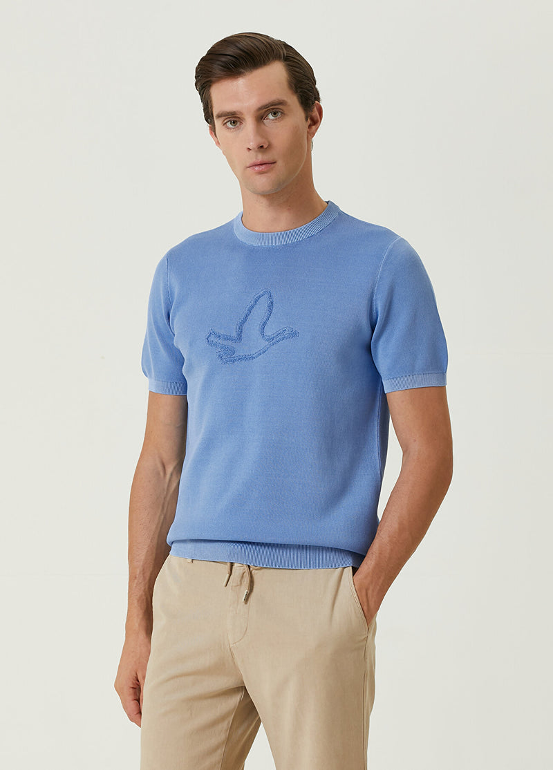 Beymen Club Men Bird Contoured Short Sleeve Sweater Blue