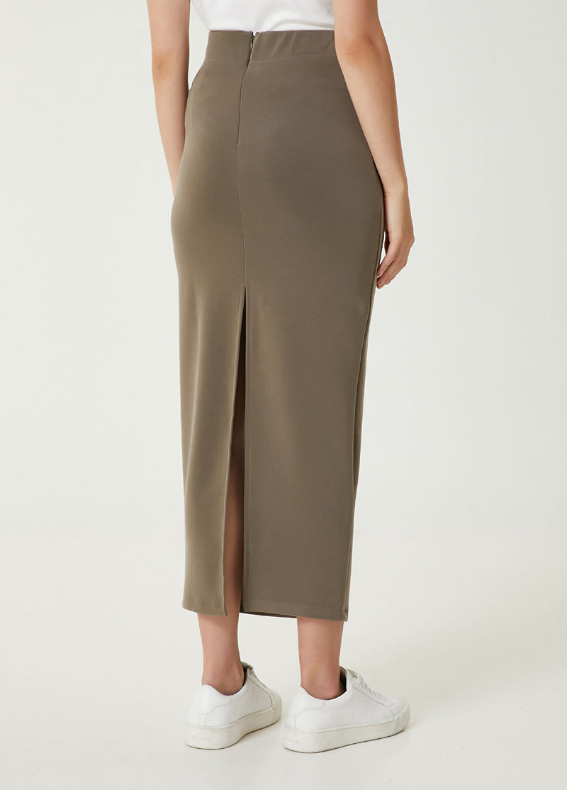 Beymen Club Slit Midi Skirt Khaki