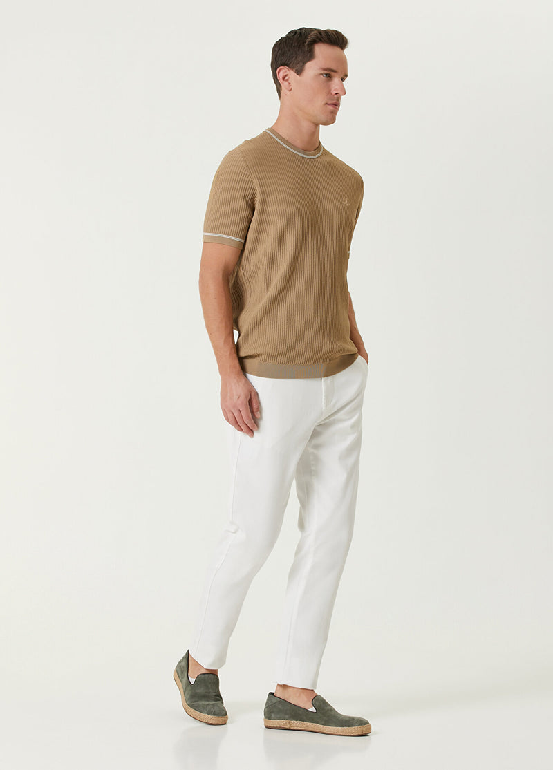 Beymen Club Textured Short Sleeve Sweater Camel