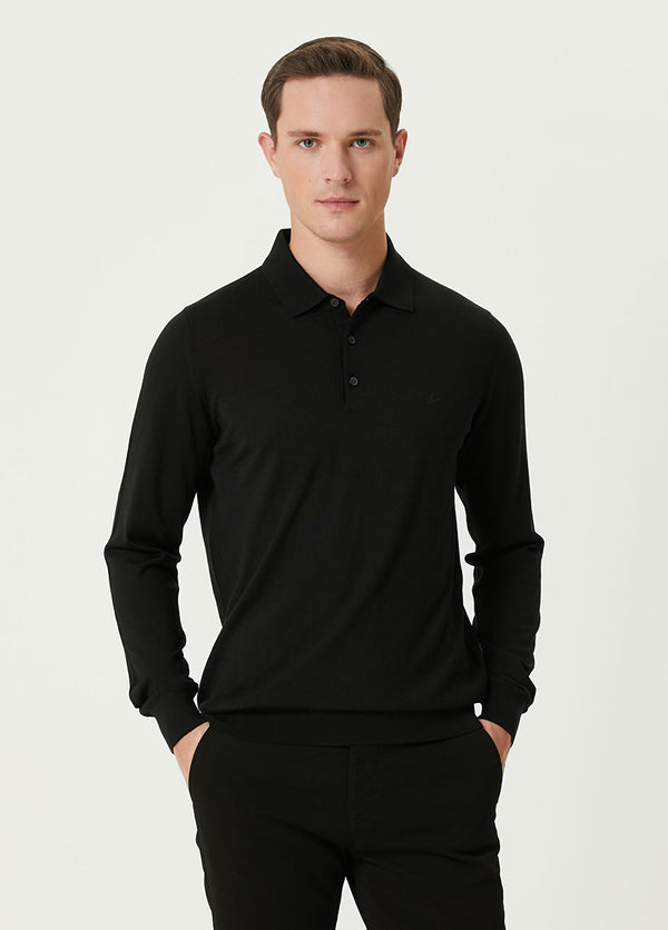 Beymen Club Men Logo Polo Wool Sweater Black