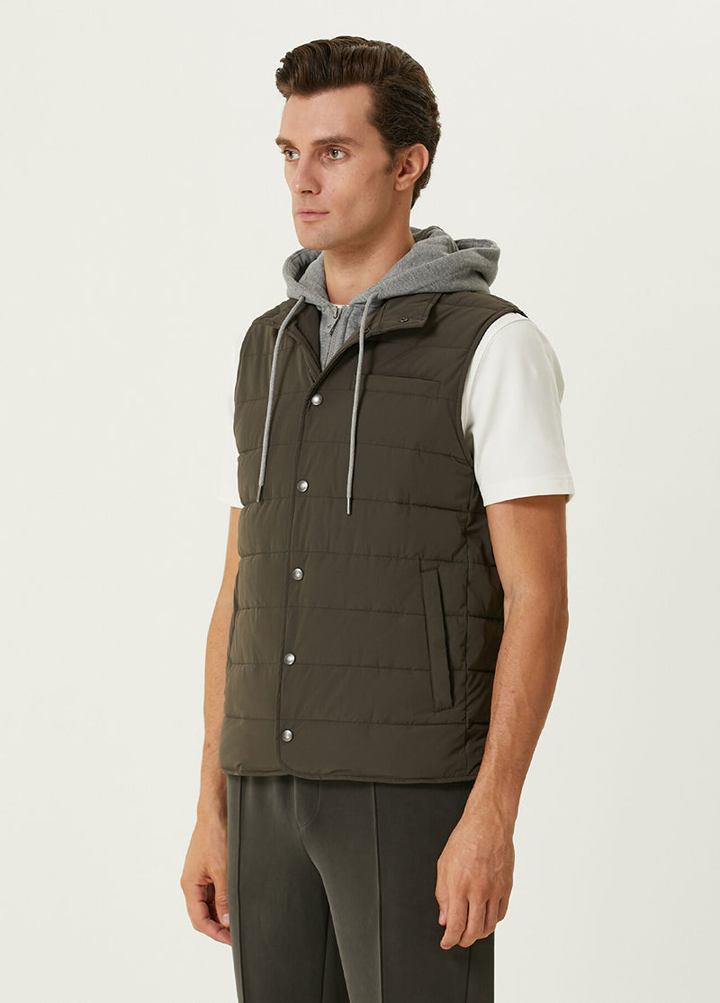 Beymen Club Men Dark Hooded Vest Khaki