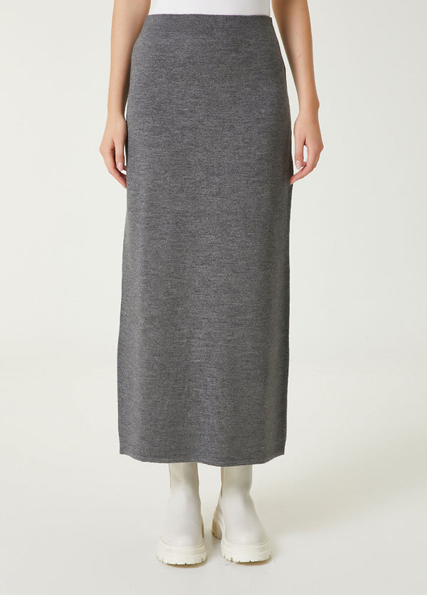 Beymen Club Midi Wool Skirt Gray