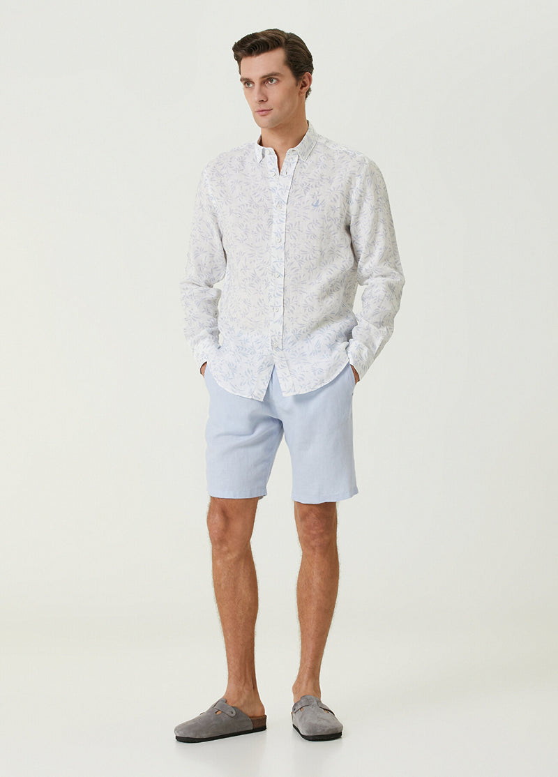 Beymen Club Waist Cord Linen Shorts Blue