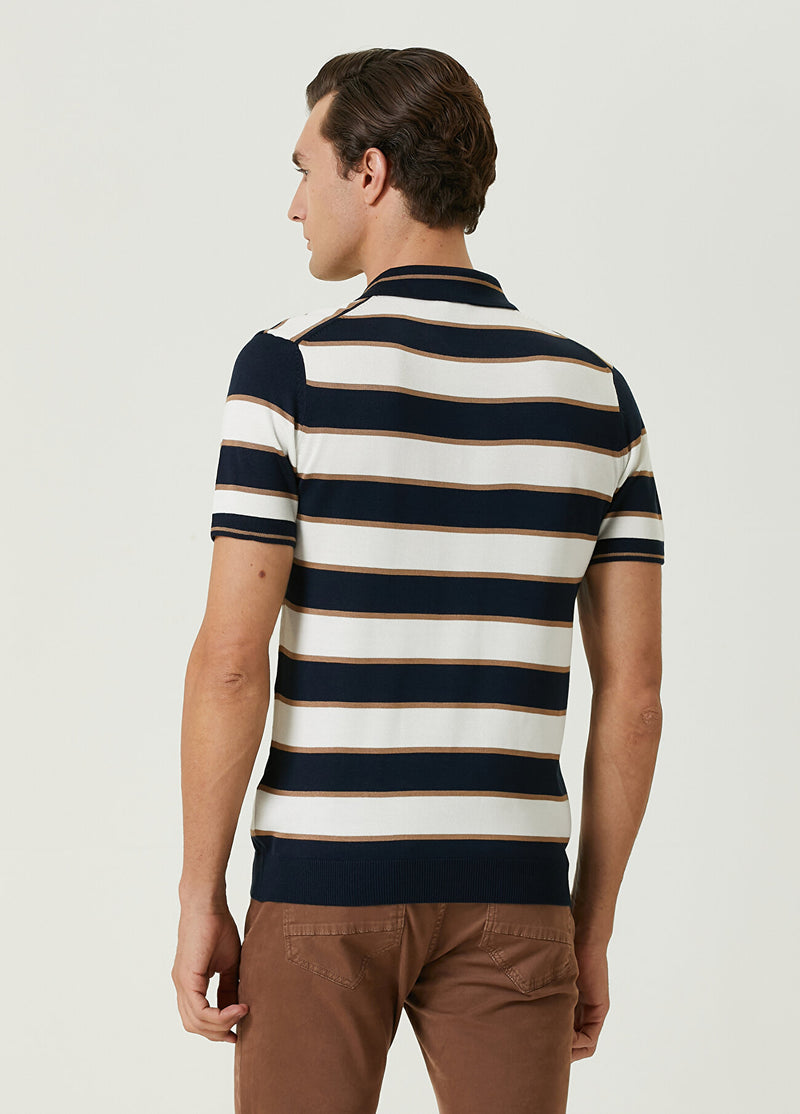 Beymen Club Men Colorblocked Detailed Short Sleeve Knitwear Navy