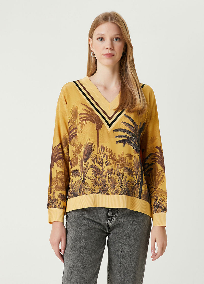 Beymen Club Palm Printed Sweater Light Green