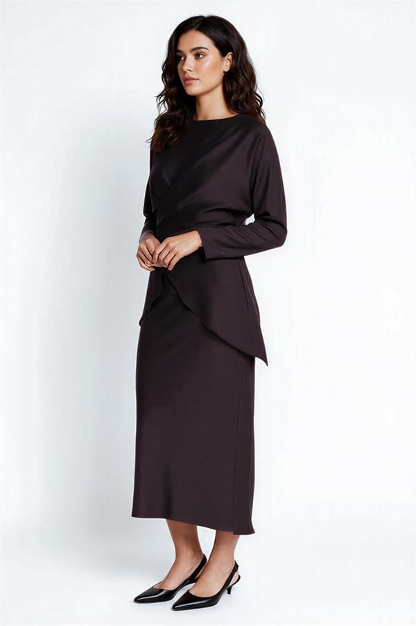 Setre Full-Cut Midi Length Skirt Burgundy