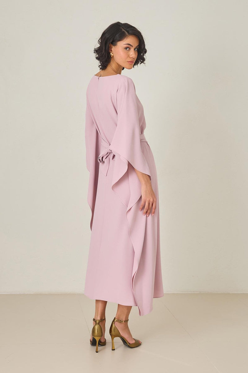 Setre Waist Belt Detailed Midi Length Dress Powder Pink