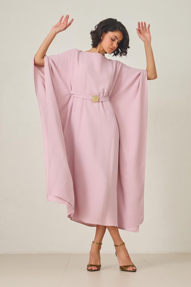 Setre Waist Belt Detailed Midi Length Dress Powder Pink