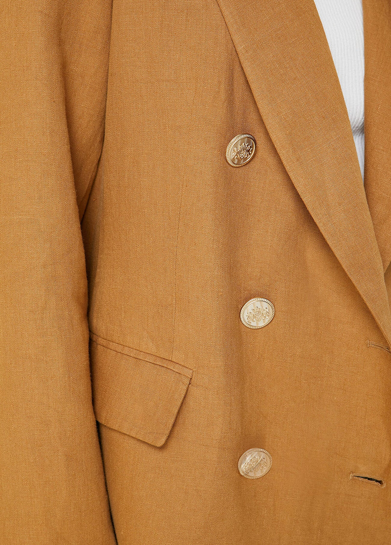 Beymen Club Double Breasted Linen Blazer Camel